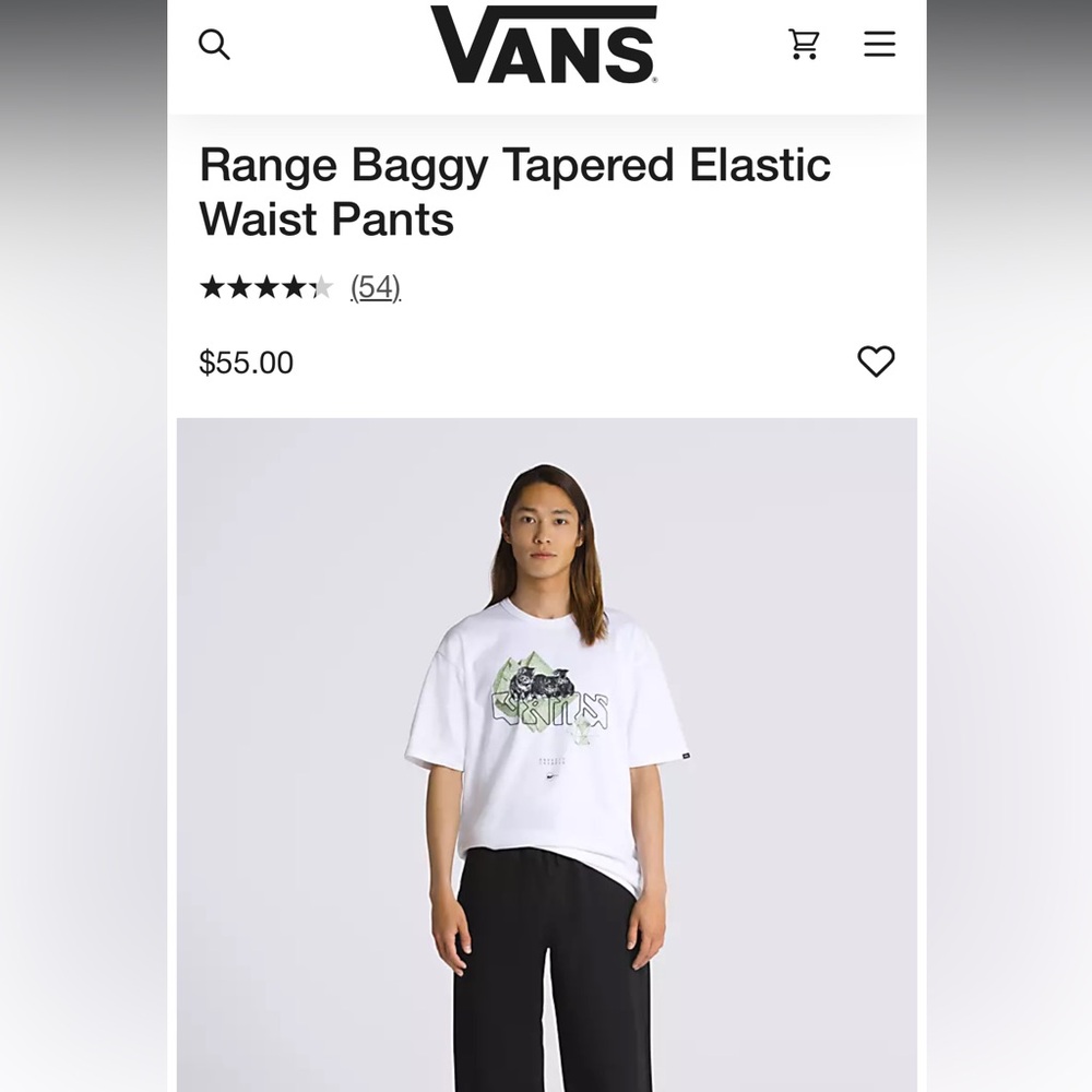Men’s VANS Range Baggy Tapered Elastic Waist Pants, size Large